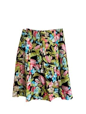 Talbots multicolored floral Spring pleated fit & flare feminine skirt size 4